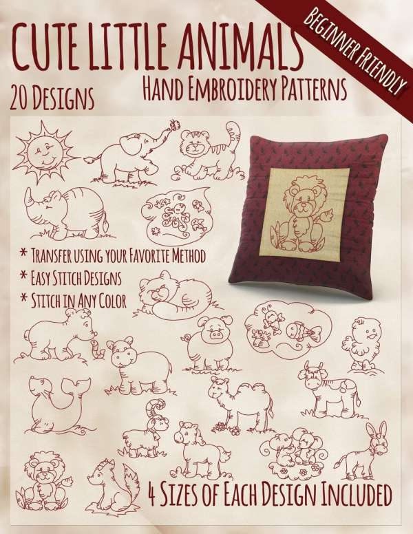 Cute Little Animals Hand Embroidery Designs – Needle Work – cybercraftworks