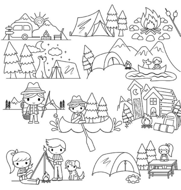 FREE Collection of 10 Camping Digital Stamps – Stamping – cybercraftworks