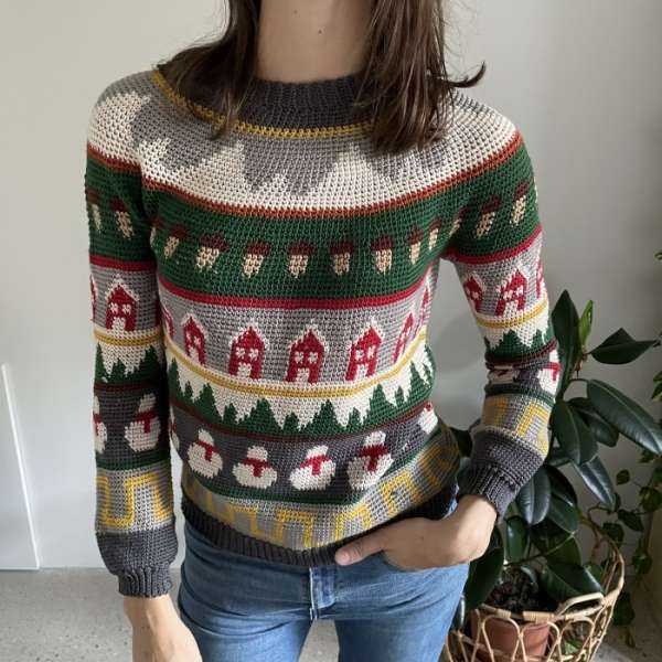 Christmas Landscape – Sweater – Crochet – cybercraftworks